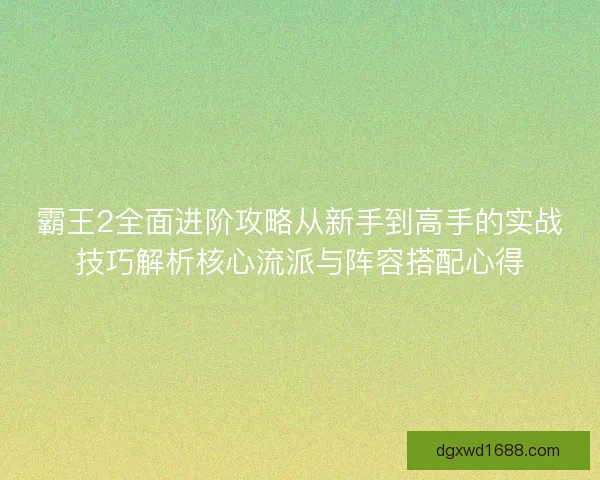霸王2全面进阶攻略从新手到高手的实战技巧解析核心流派与阵容搭配心得